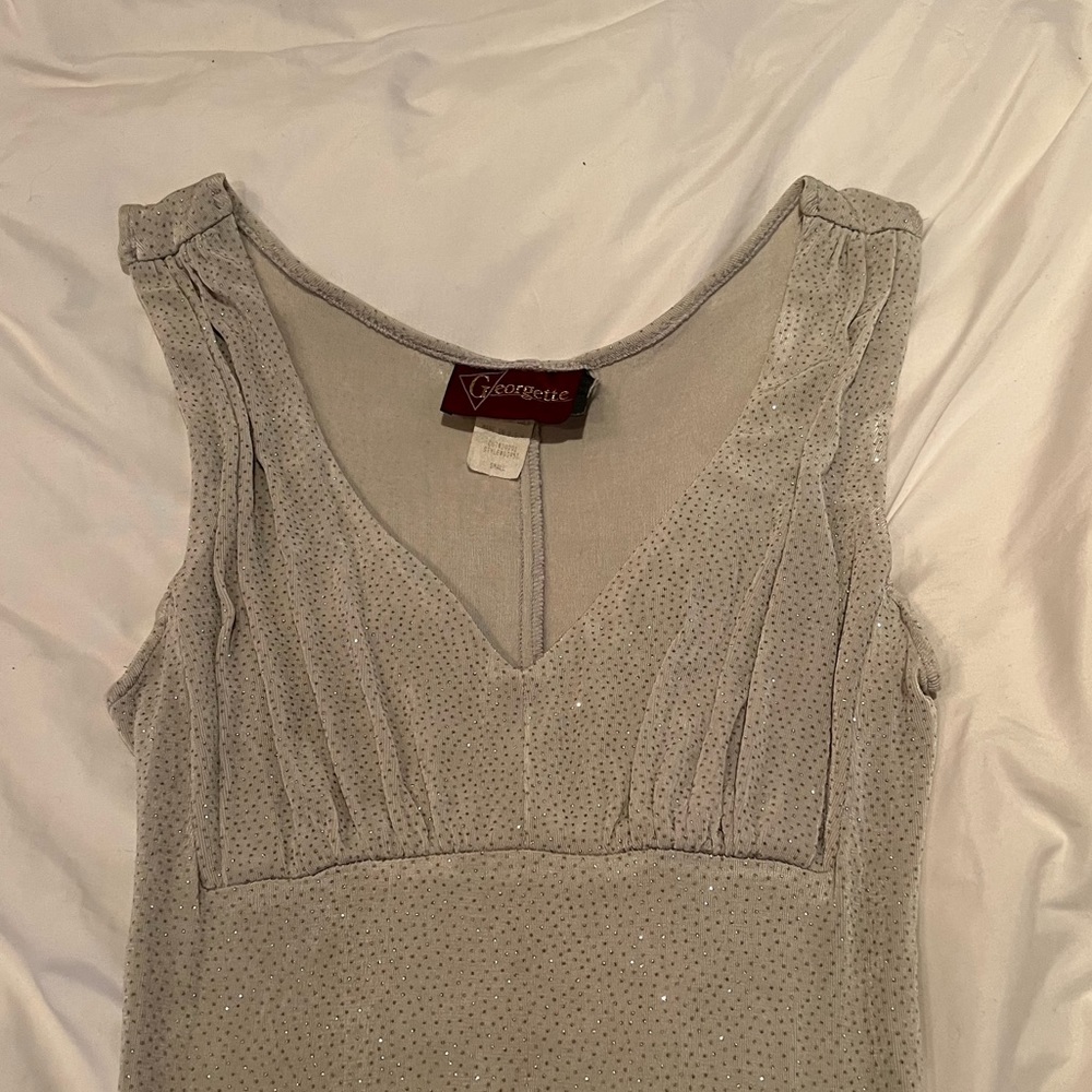 silver prom vintage maxi dress sparkly